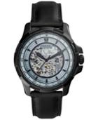 Fossil Men's Automatic Dean Black Leather Strap Watch 45mm Me3130
