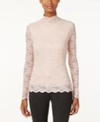 Vince Camuto Stretch Lace Mock-turtleneck Top