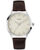 Guess Men's Brown Leather Strap Watch 43mm U0664g2
