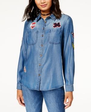 Free Heart Cotton Patched Chambray Shirt