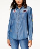 Free Heart Cotton Patched Chambray Shirt