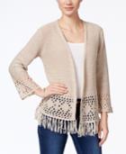 Style & Co. Petite Pointelle-knit Fringe Cardigan, Only At Macy's