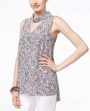 Alfani Printed Cutout High-low Top, Only At Macy's