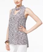 Alfani Printed Cutout High-low Top, Only At Macy's
