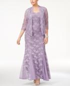 R & M Richards Plus Size Lace Gown & Jacket