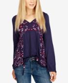 Lucky Brand Embroidered Peasant Top