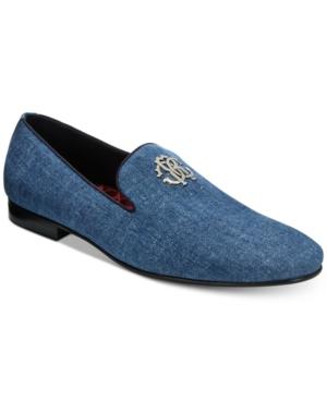 Roberto Cavalli Men's Night Denim Loafers With Metal Logo Men's Shoes