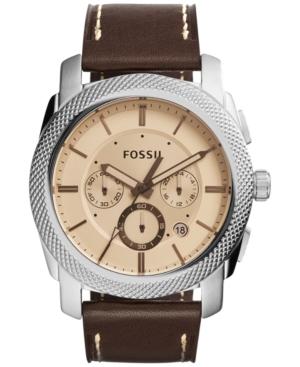 Fossil Men's Chronograph Machine Brown Leather Strap Watch 45mm Fs5170