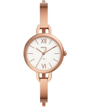 Fossil Women's Annette Rose-gold Tone Stainless Steel Bangle Bracelet Watch 30mm