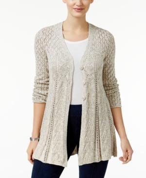 Style & Co Petite Pointelle Flare-hem Cardigan, Only At Macy's