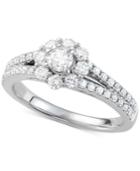 Diamond Floral Cluster Engagement Ring (7/8 Ct. T.w.) In 14k White Gold