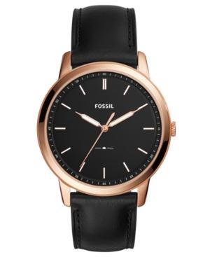 Fossil Men's The Minimalist Black Leather Strap Watch 44mm