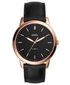 Fossil Men's The Minimalist Black Leather Strap Watch 44mm
