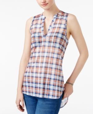 Almost Famous Juniors' Plaid Sleeveless Utility Tunic