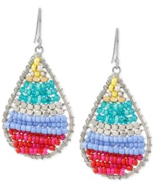 Kenneth Cole New York Silver-tone Beaded Teardrop Drop Earrings