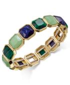 Charter Club Gold-tone Blue-green Multi-stone Stretch Bangle Bracelet, Only At Macy's