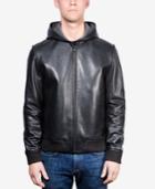 Emanuel Ungaro Men's Bonded Leather Hoodie Jacket
