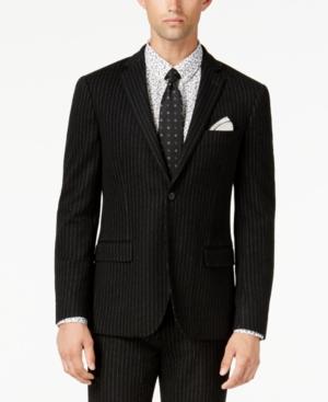 Bar Iii Men's Slim-fit Black Stripe Knit Suit Jacket, Created For Macy's