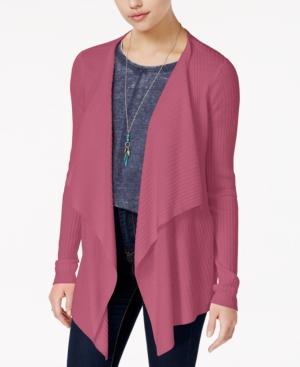 Freshman Juniors' Cloud Chaser Rib-knit Waterfall Cardigan