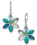Anne Klein Silver-tone Multi-stone Flower Drop Earrings