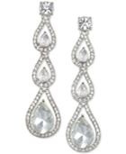 Jewel Badgley Mischka Silver-tone Crystal Linear Drop Earrings