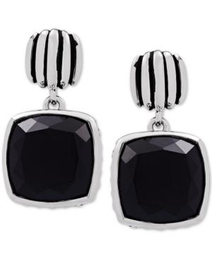 Onyx (12mm) Drop Earrings In Sterling Silver
