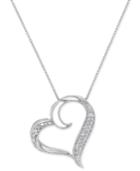 Diamond Floating Heart Pendant Necklace (1/6 Ct. T.w.) In Sterling Silver