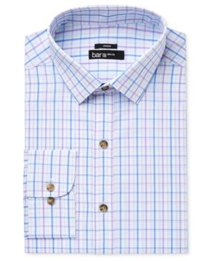 Bar Iii Men's Slim-fit Stretch And Easy Care Purple Double Windowpane Dress Shirt, Only At Macy's