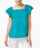 Maison Jules Smocked Flutter-sleeve Top, Created For Macy's