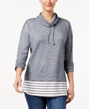 Style & Co Cowl-neck Layered-look Top, Created For Macy's