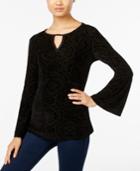 Style & Co. Velvet Patterned Keyhole Top, Only At Macy's