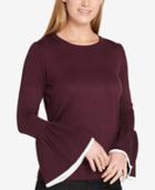 Tommy Hilfiger Tipped Bell-sleeve Sweater, Created For Macy's