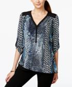 Alfani Petite Combo-print Layered-hem Top, Only At Macy's