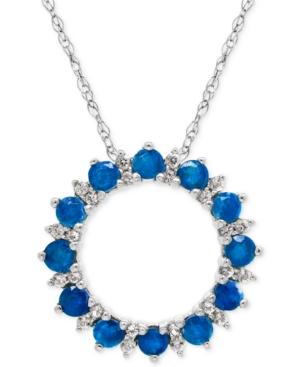 Blue Topaz (1 Ct. T.w.) And White Topaz (1/5 Ct. T.w.) Circle Pendant Necklace In Sterling Silver