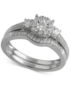 Diamond Cluster Bridal Set (1/2 Ct. T.w.) In 14k White Gold