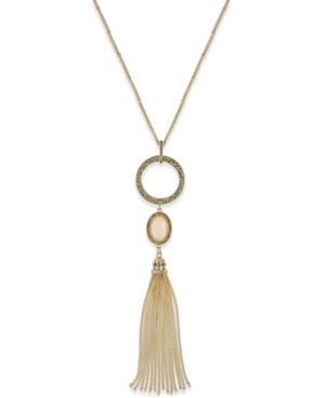 Inc International Concepts Gold-tone Stone And Pave Long Tassel Pendant Necklace, Only At Macy's