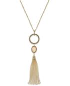 Inc International Concepts Gold-tone Stone And Pave Long Tassel Pendant Necklace, Only At Macy's