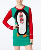 Hooked Up By Iot Juniors' Penguin Holiday Sweater Dress