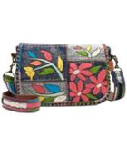 Patricia Nash Floral Embroidery Rosa Square Flap Small Saddle Bag