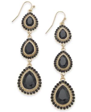 Thalia Sodi Large Gold-tone Stone Triple Drop Earrings, 2.5, Created For Macy's