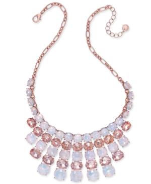 Charter Club Rose Gold-tone Clear And Pink Crystal Statement Necklace, Created For Macy's