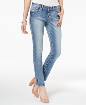 Project Indigo Juniors' Embellished Light Wash Skinny Jeans