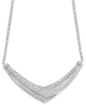 Wrapped In Love Diamond Pave-set Crossover Necklace In Sterling Silver (1 Ct. T.w.)
