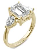Moissanite Emerald Three Stone Ring (3-3/8 Ct. Tw.) In 14k Yellow Gold