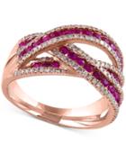 Rosa By Effy Ruby (1 Ct. T.w.) And Diamond (3/8 Ct. T.w.) Interwoven Ring In 14k Rose Gold(also Available In Sapphire And Emerald)