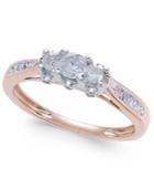 Diamond Trinity Engagement Ring (1/2 Ct. T.w.) In 14k Rose Gold
