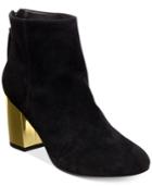 Steve Madden Women's Cynthia Zipper Gold Block-heel Booties