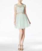 Sequin Hearts Juniors' Embellished Lace Two-piece Dress