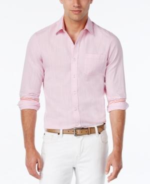 Park West Men's Solid Texture Long-sleeve Shirt, Contrast Cuffs