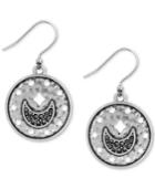 Lucky Brand Silver-tone Pave Moon Drop Earrings
